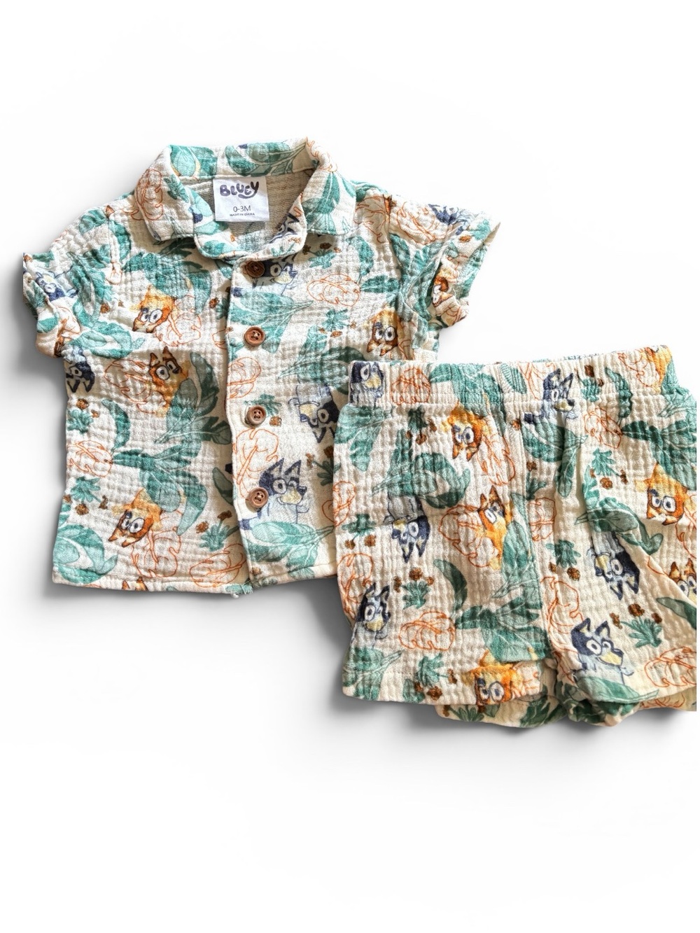 🎉(0-3m) Bluey & Bingo 2-Piece Muslin Outfit Set